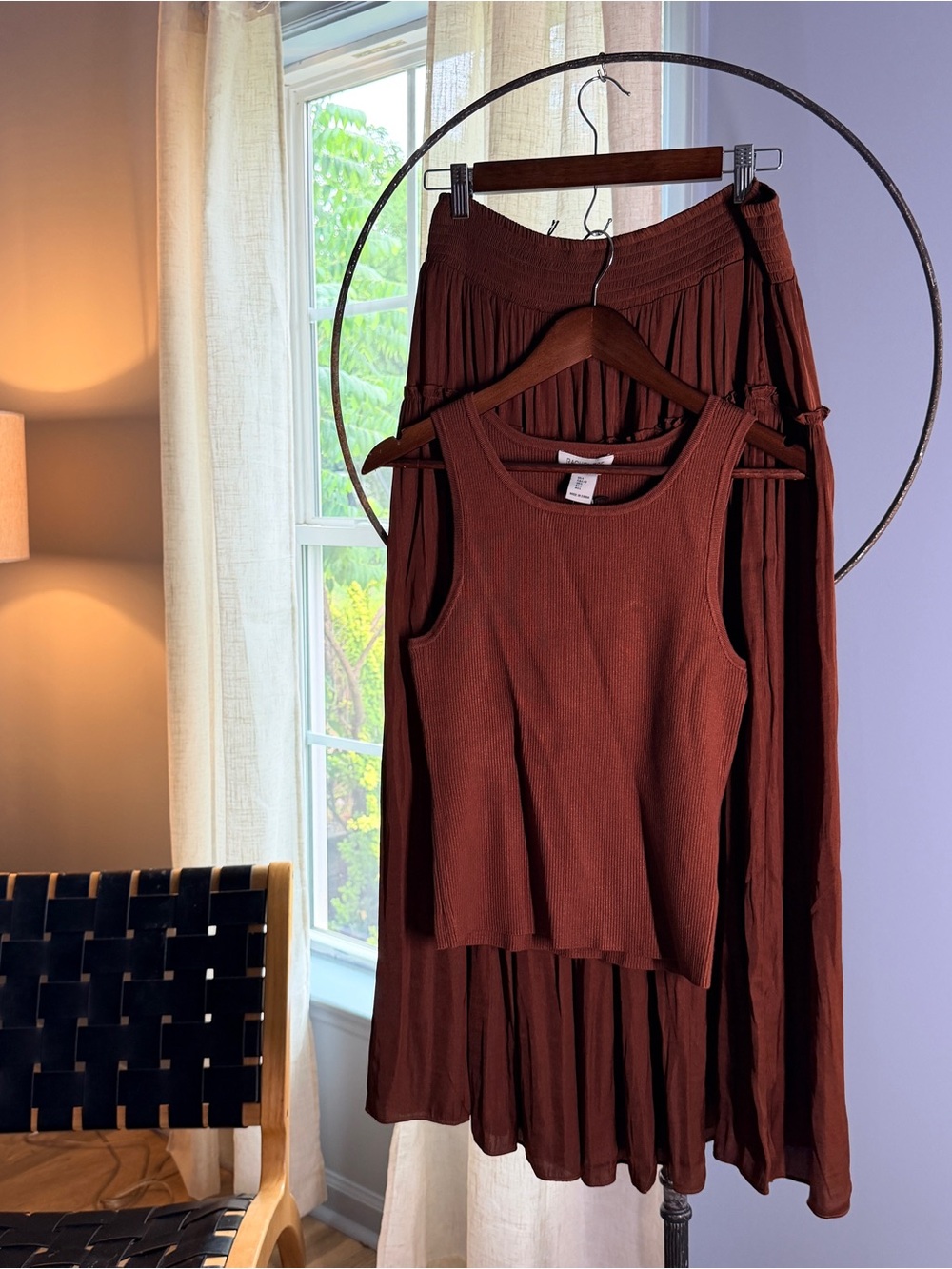 Rachel Zoe Ribbed Tank and Maxi Skirt Set in Rich Brown